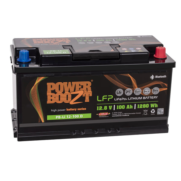 Powerboozt PB-Li LiFePO4 Versorgungsbatterie 12,8 V 100 Ah, Bluetooth